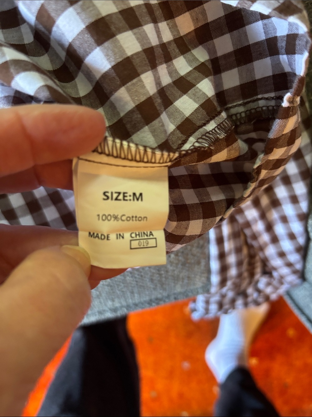 White and brown plaid blouse, NWOT - Picture 3 of 6